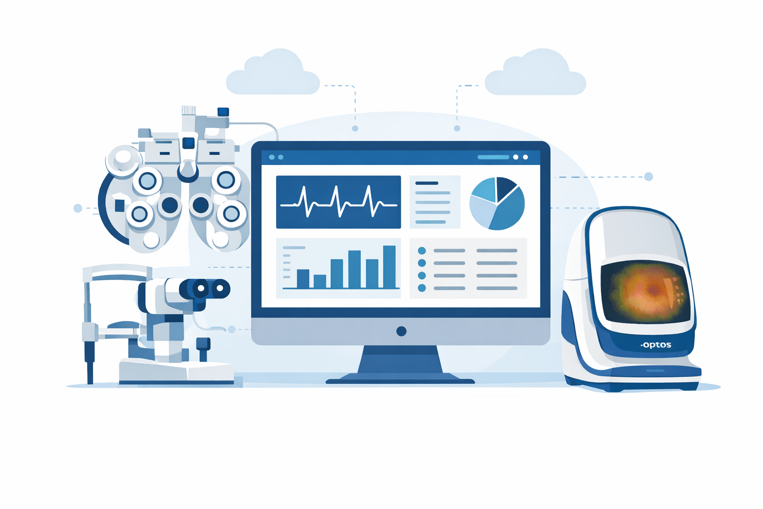 IT and optometry equipment illustration